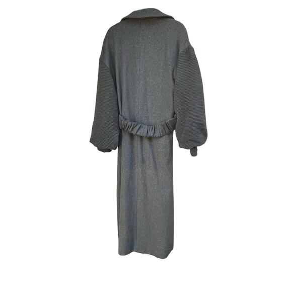 AKIRA PIPING BALLOON SLEEVE TRENCH COAT Sz L - Picture 5 of 10